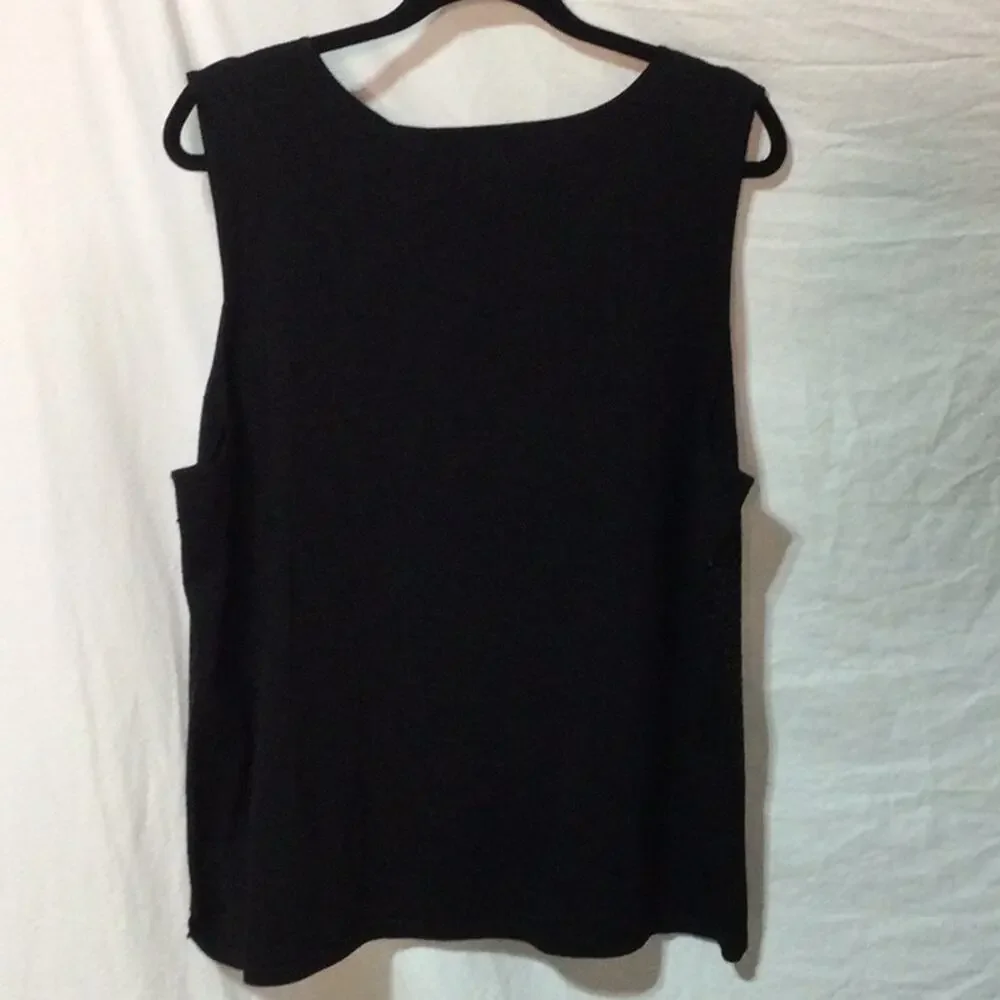 Liz Claiborne 3x black silk blend sweater knit tank front beading back plain nwt